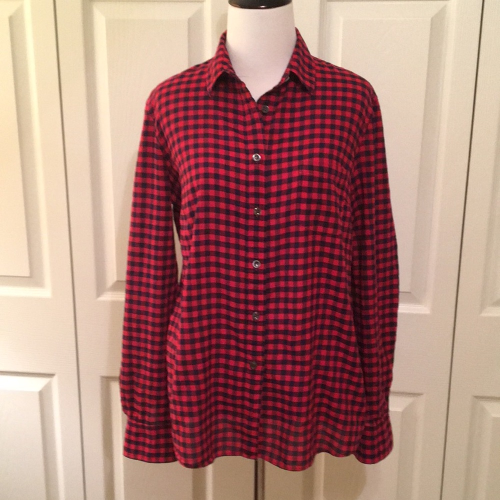 J. Crew red plaid button down shirt size 8